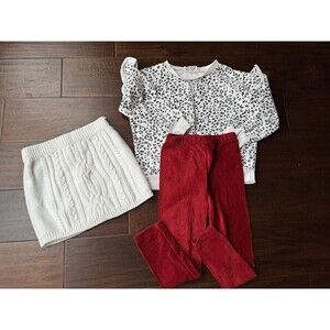 4T Girl's 3 pieces Clothing Bundle Spring outfit sweatshirt pants skirt